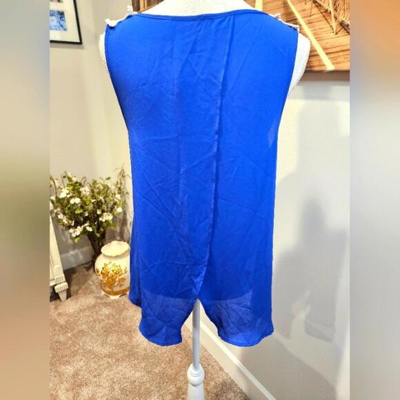 Sage Blue and White Crochet Trimmed Top #177 - Picture 4 of 9